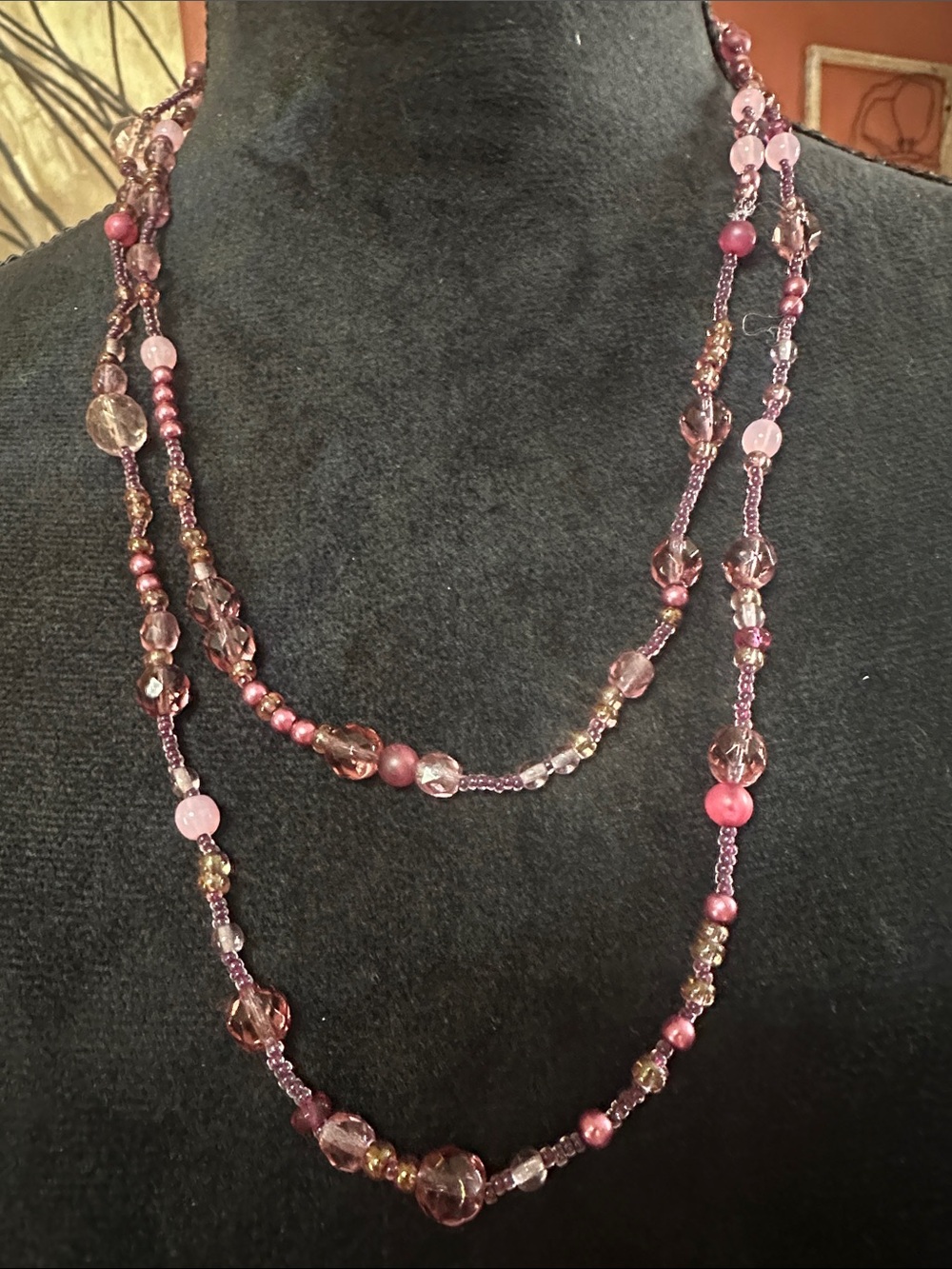 Elegant Pink Beaded Layered Necklace - Women Jewelry